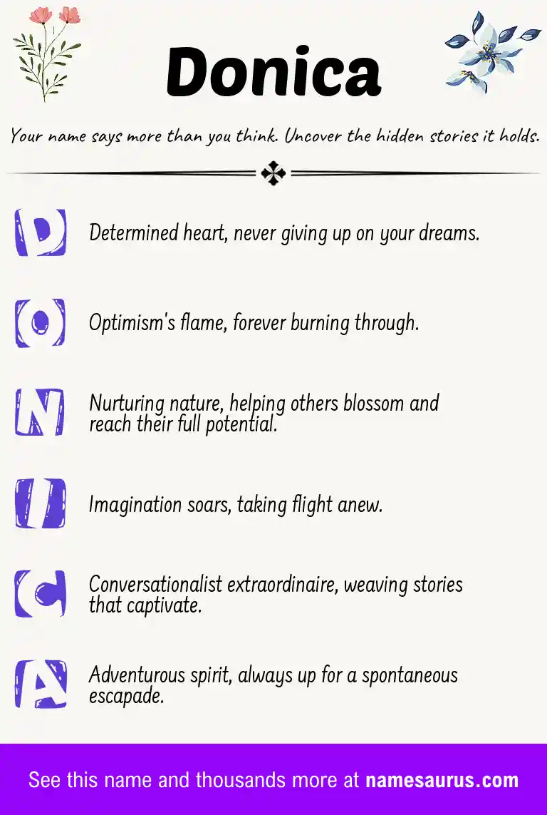 Acrostic poem about Donica.