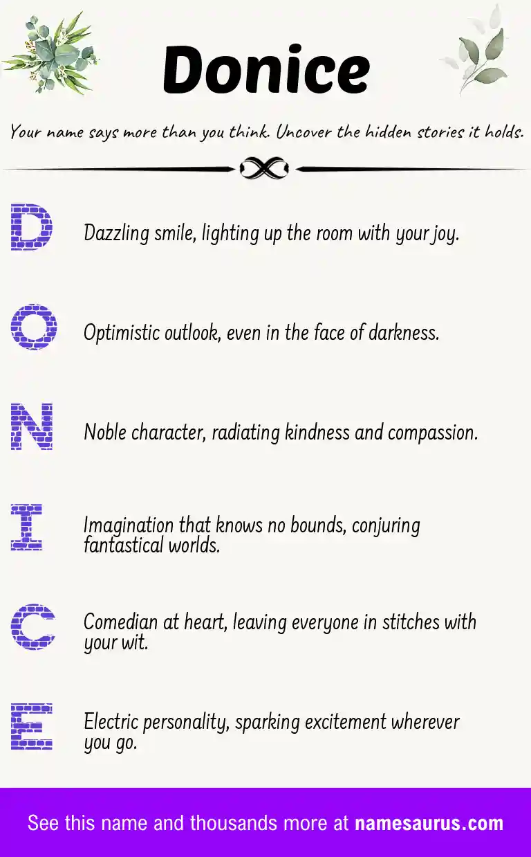 Acrostic poem about Donice.