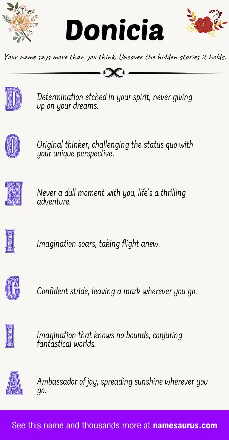 Acrostic poem about Donicia.