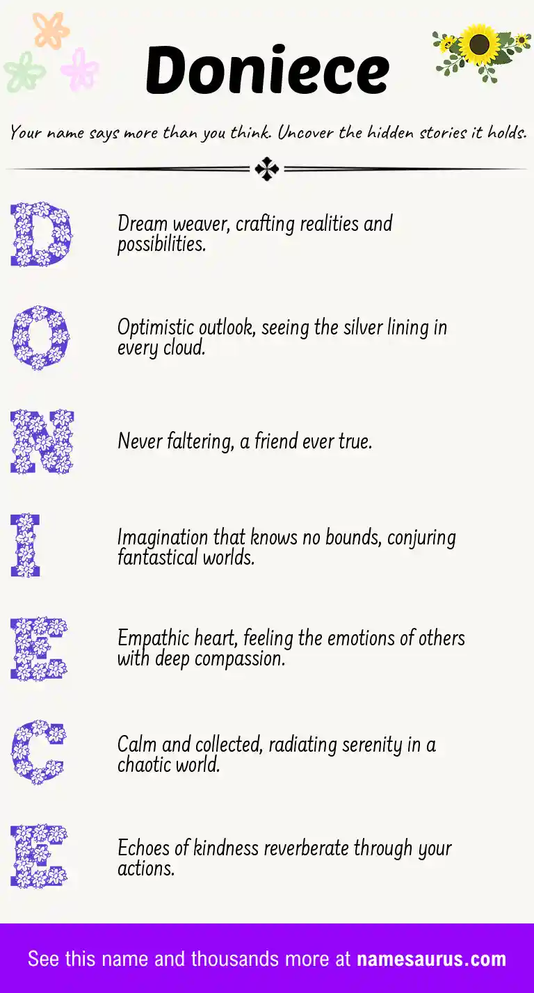 Acrostic poem about Doniece.
