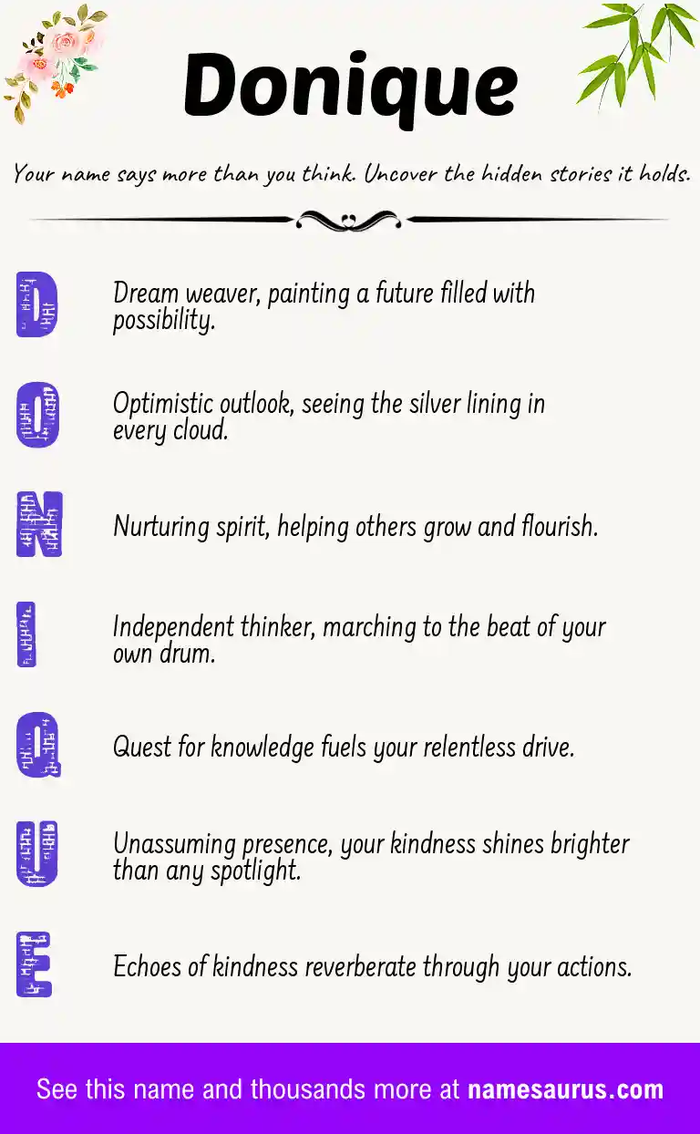 Acrostic poem about Donique.