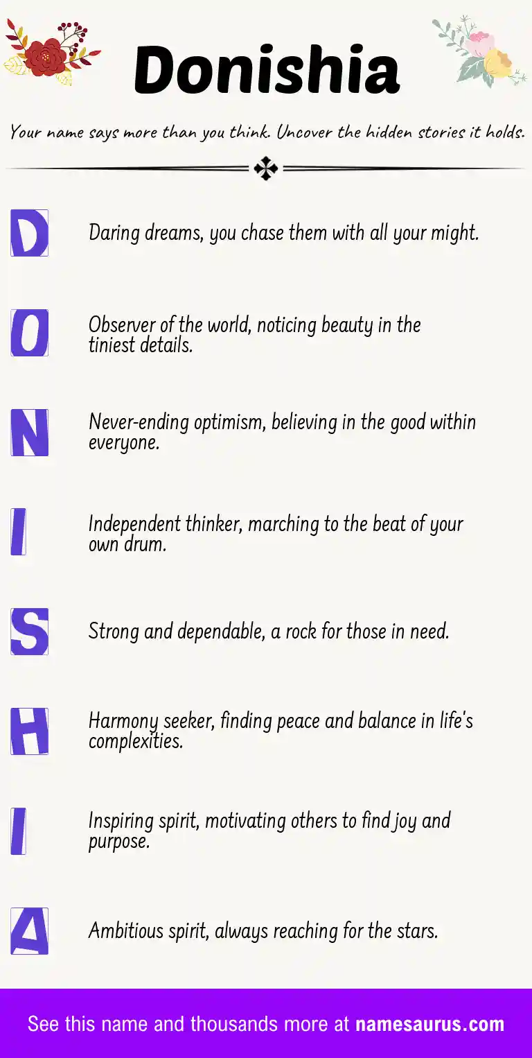 Acrostic poem about Donishia.