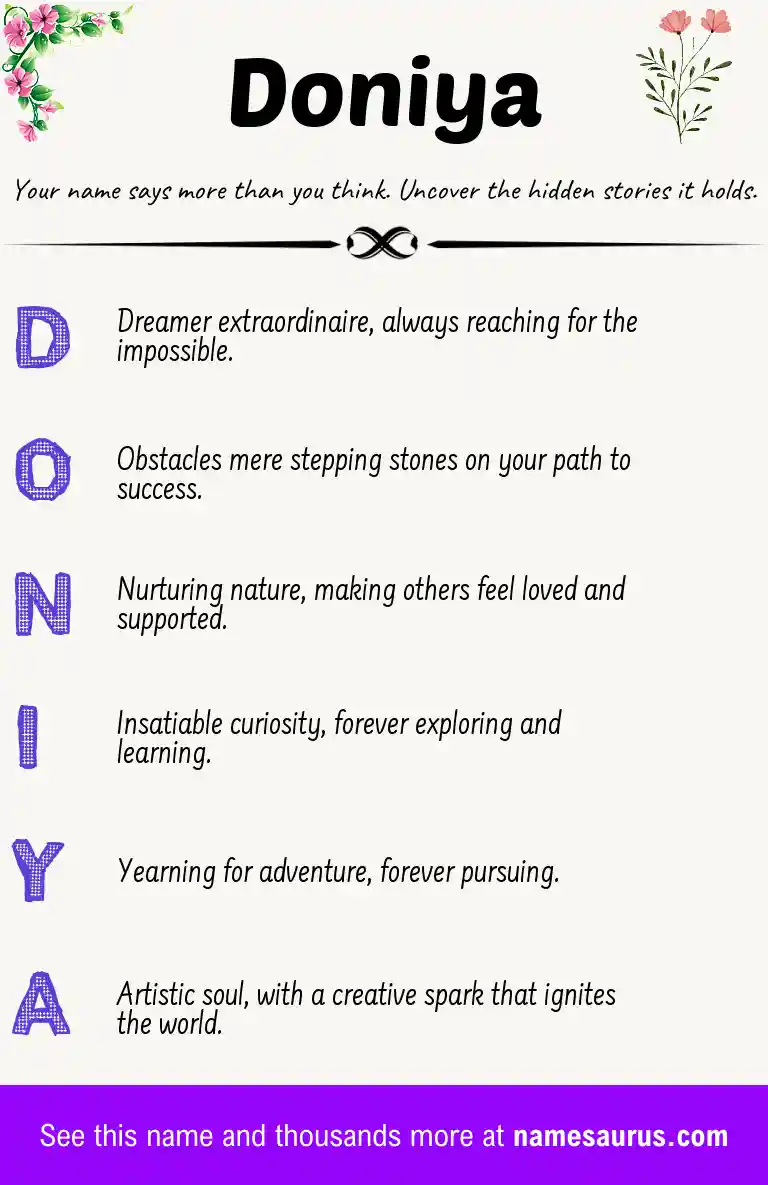 Acrostic poem about Doniya.