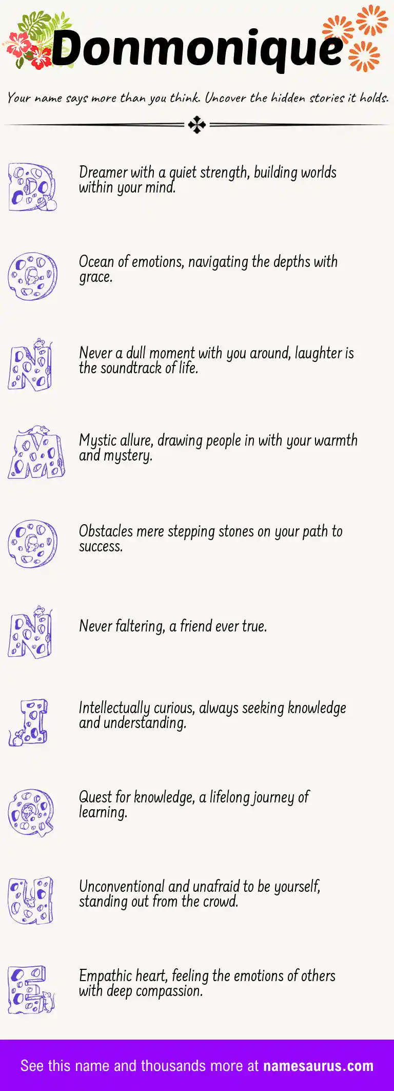 Acrostic poem about Donmonique.