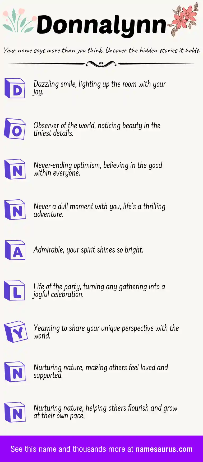 Acrostic poem about Donnalynn.