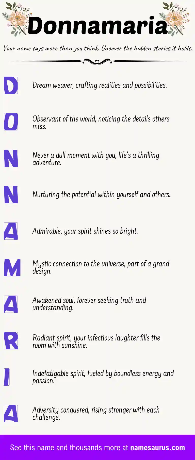 Acrostic poem about Donnamaria.