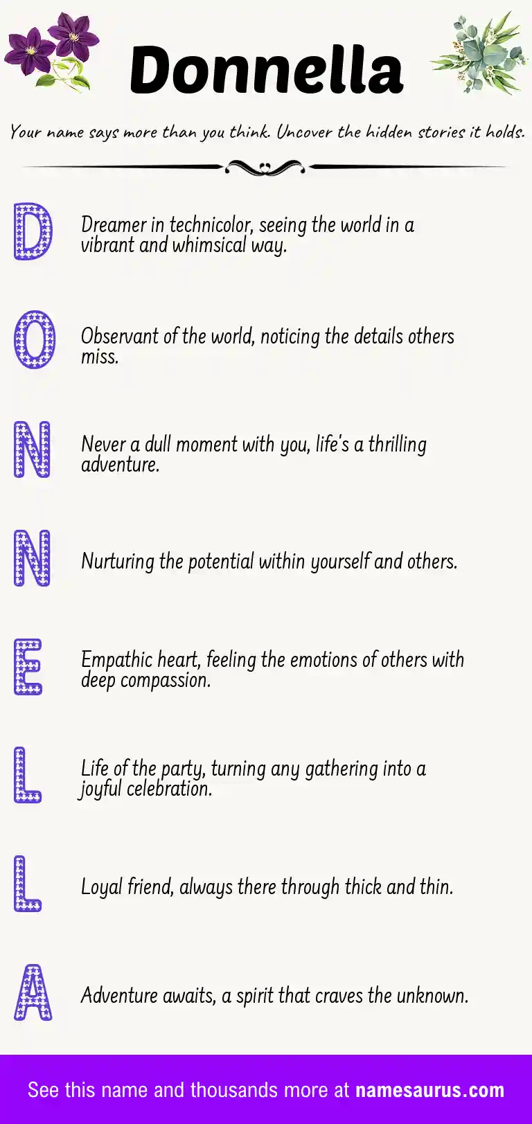 Acrostic poem about Donnella.