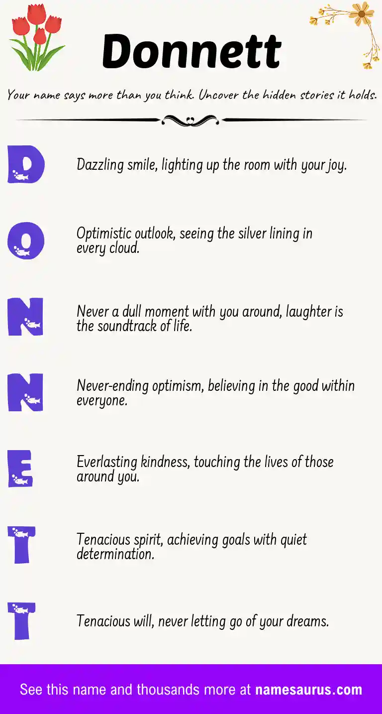 Acrostic poem about Donnett.