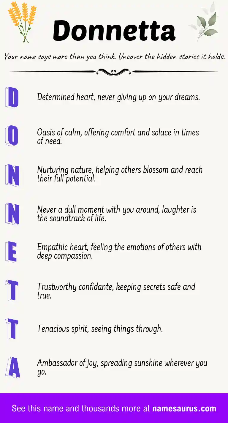 Acrostic poem about Donnetta.