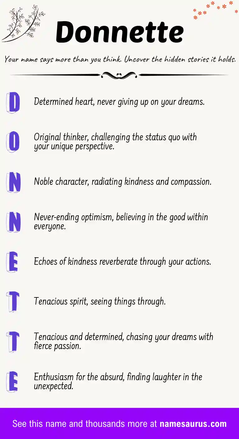 Acrostic poem about Donnette.