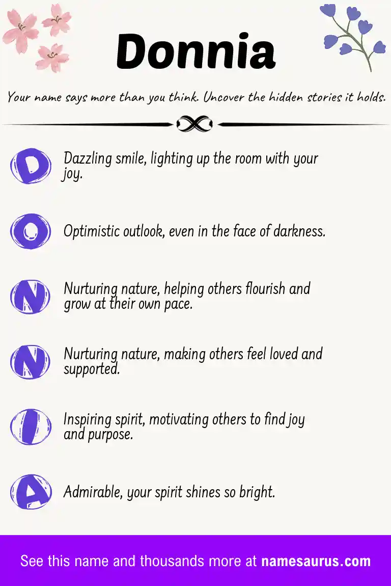 Acrostic poem about Donnia.