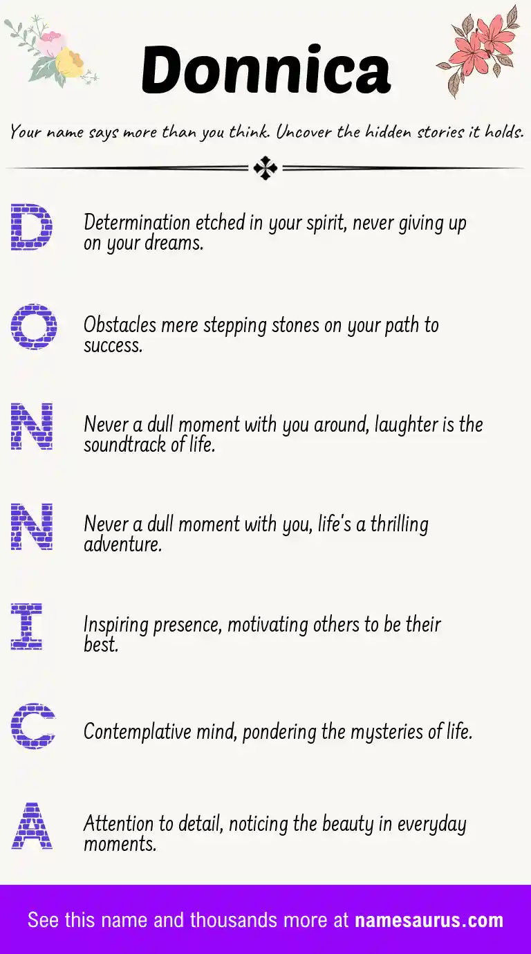Acrostic poem about Donnica.