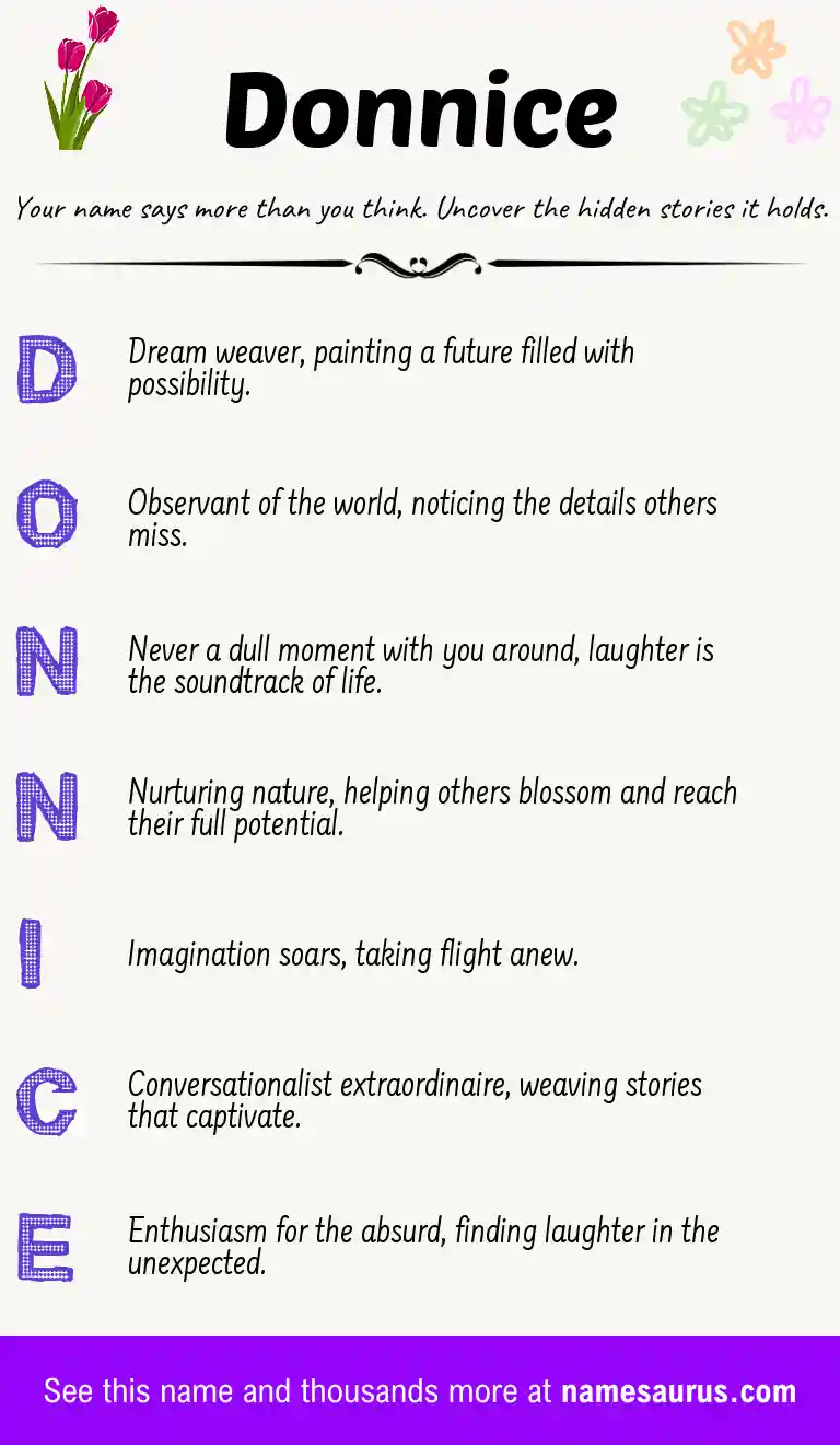 Acrostic poem about Donnice.