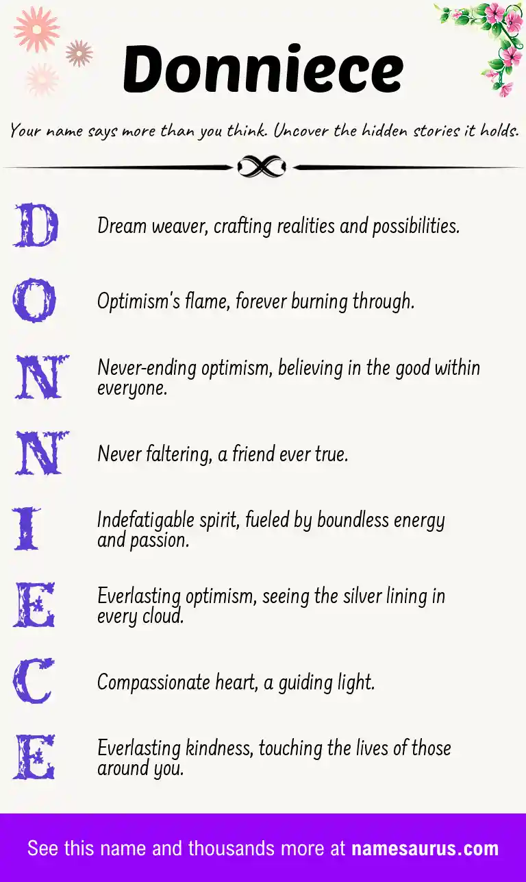 Acrostic poem about Donniece.