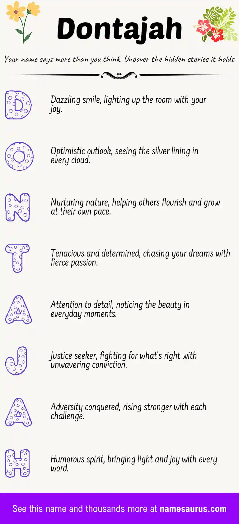 Acrostic poem about Dontajah.