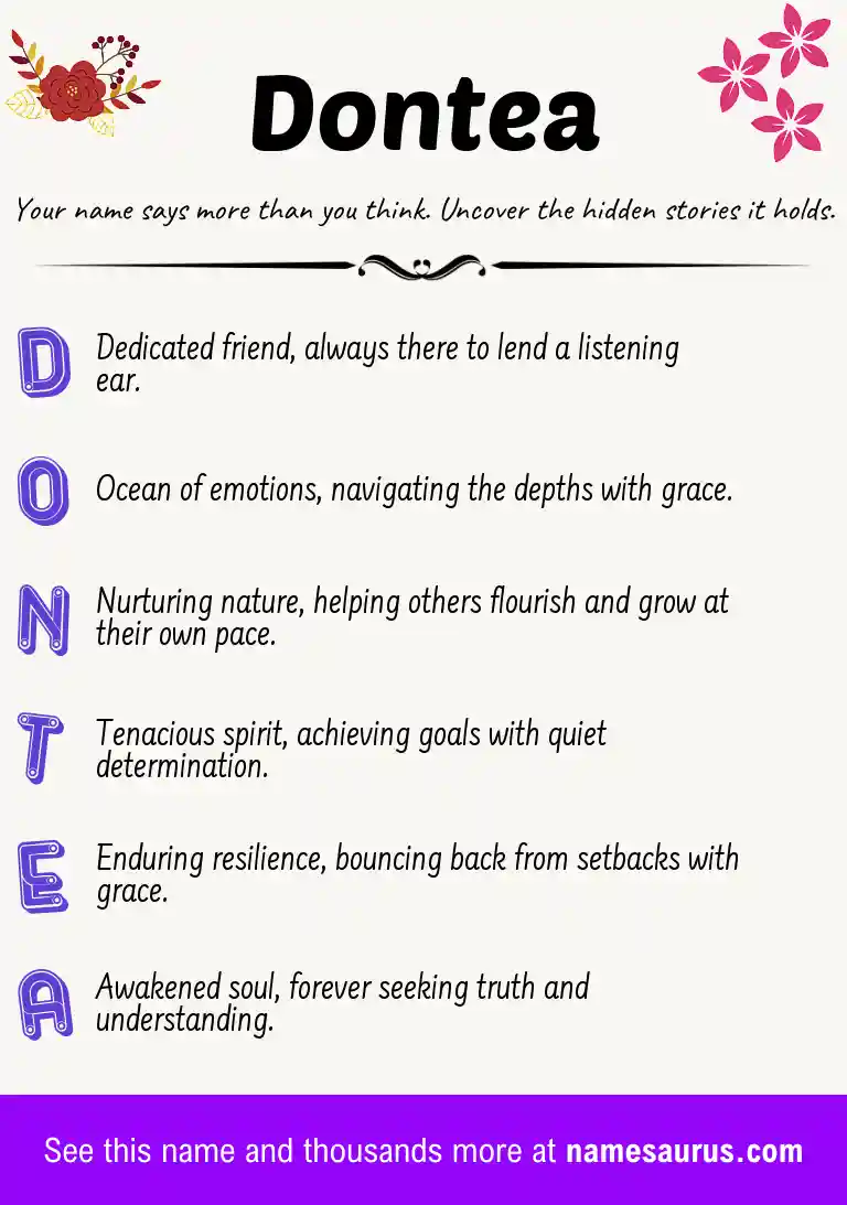 Acrostic poem about Dontea.