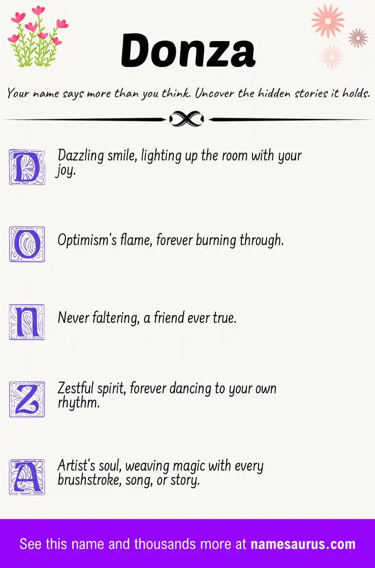 Acrostic poem about Donza.