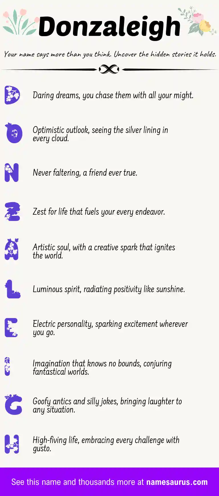 Acrostic poem about Donzaleigh.