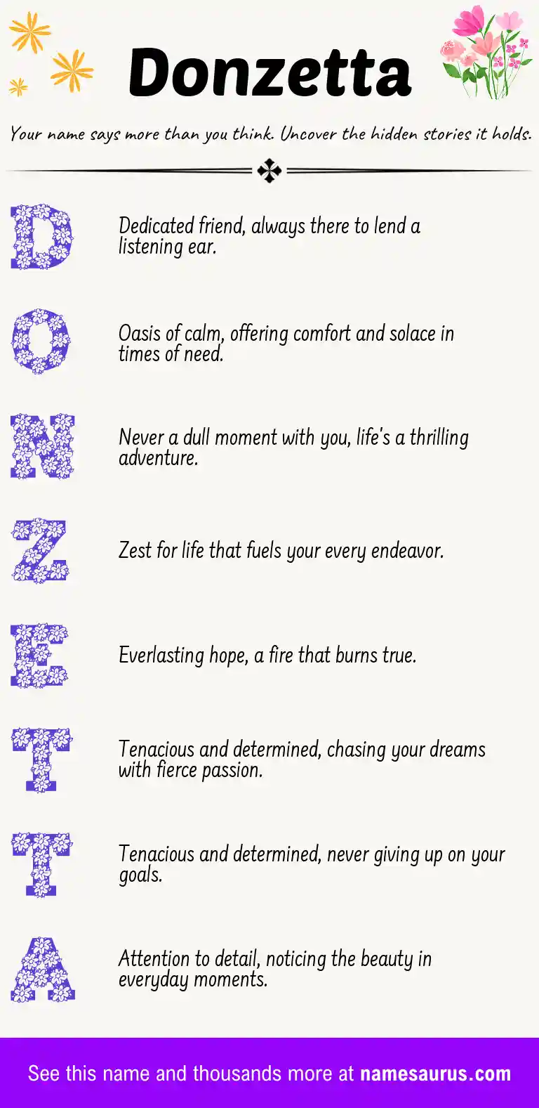 Acrostic poem about Donzetta.