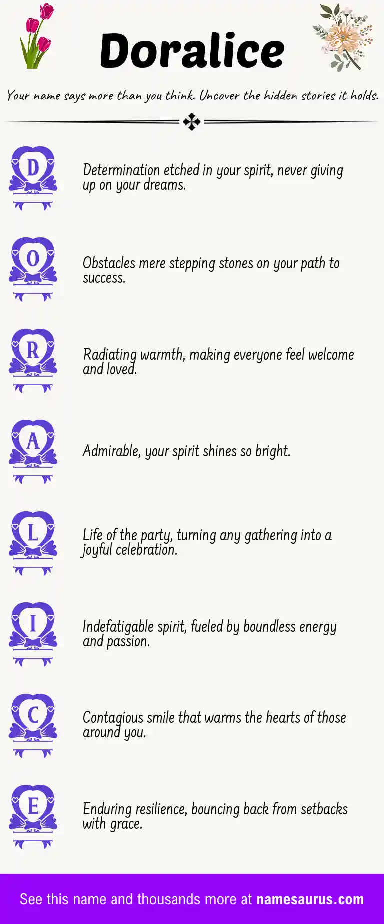 Acrostic poem about Doralice.