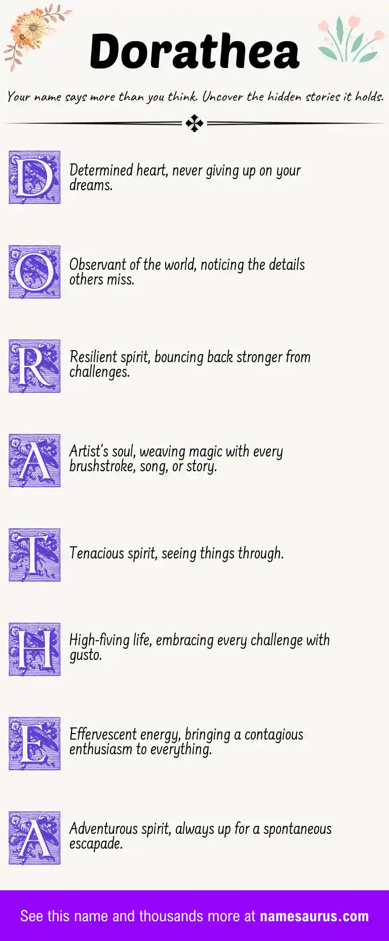 Acrostic poem about Dorathea.