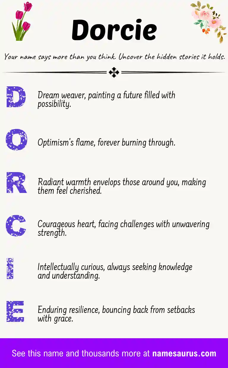 Acrostic poem about Dorcie.