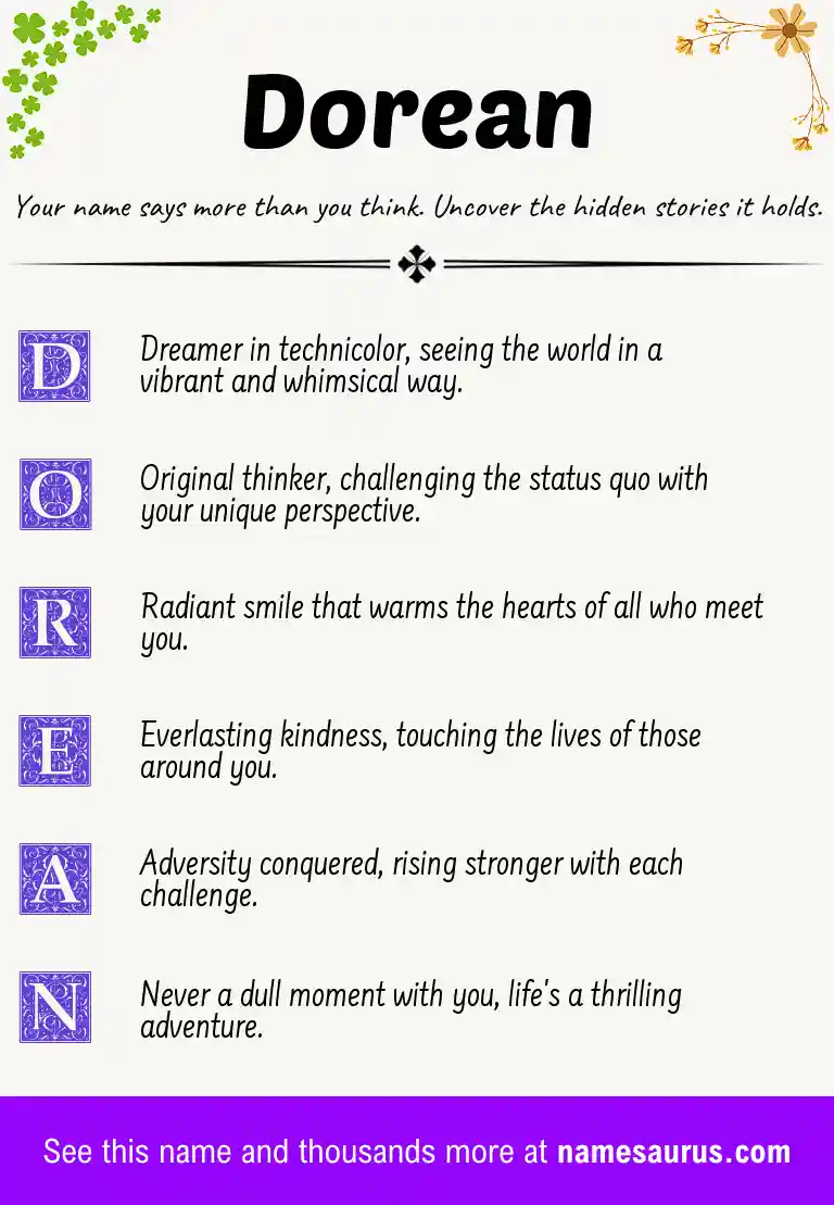Acrostic poem about Dorean.