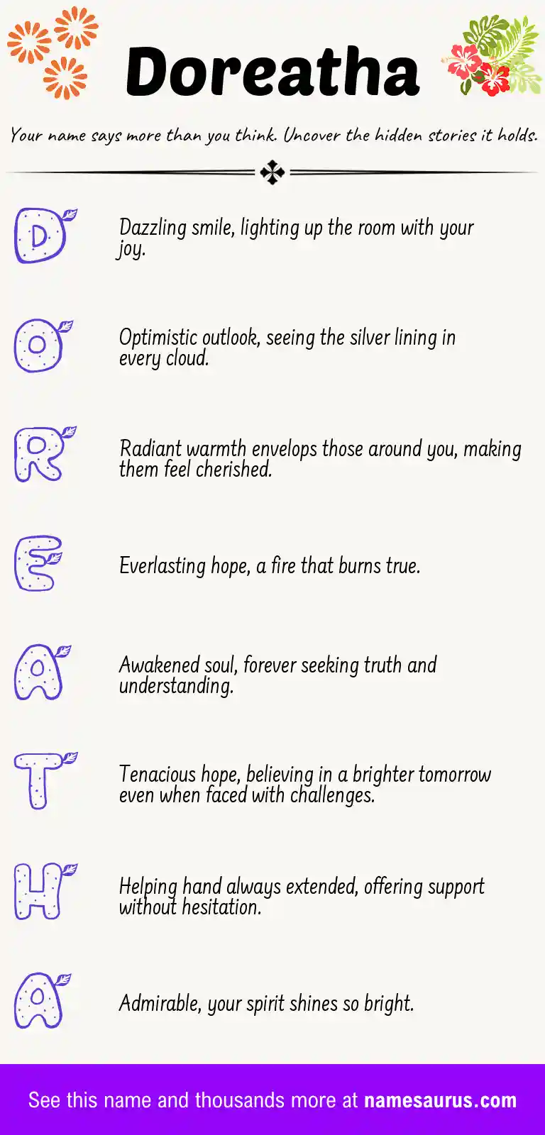 Acrostic poem about Doreatha.