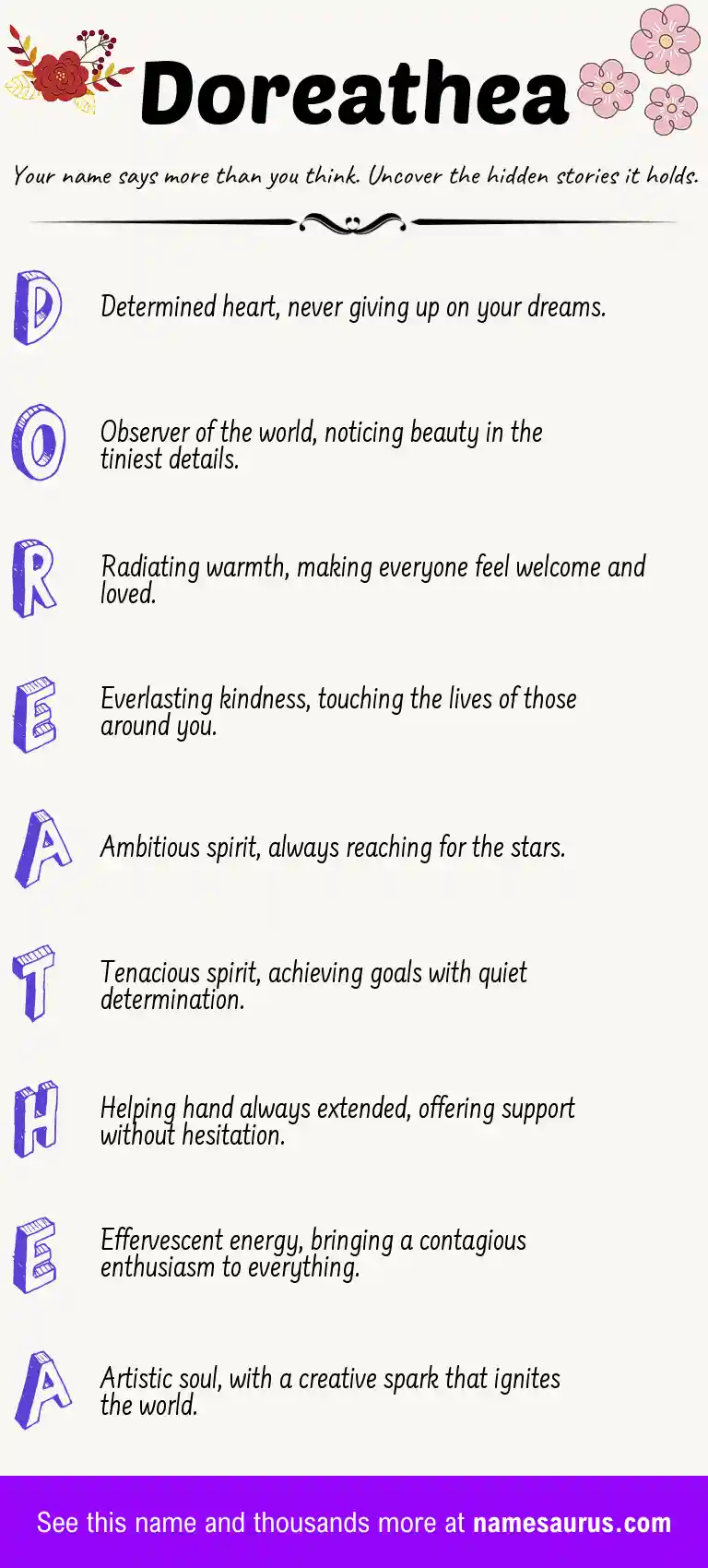 Acrostic poem about Doreathea.