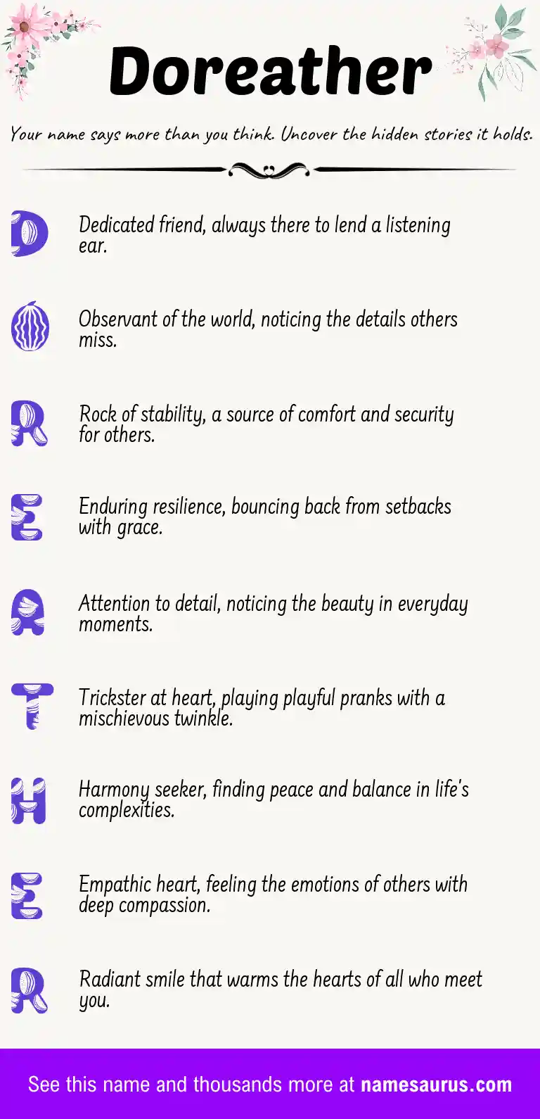 Acrostic poem about Doreather.