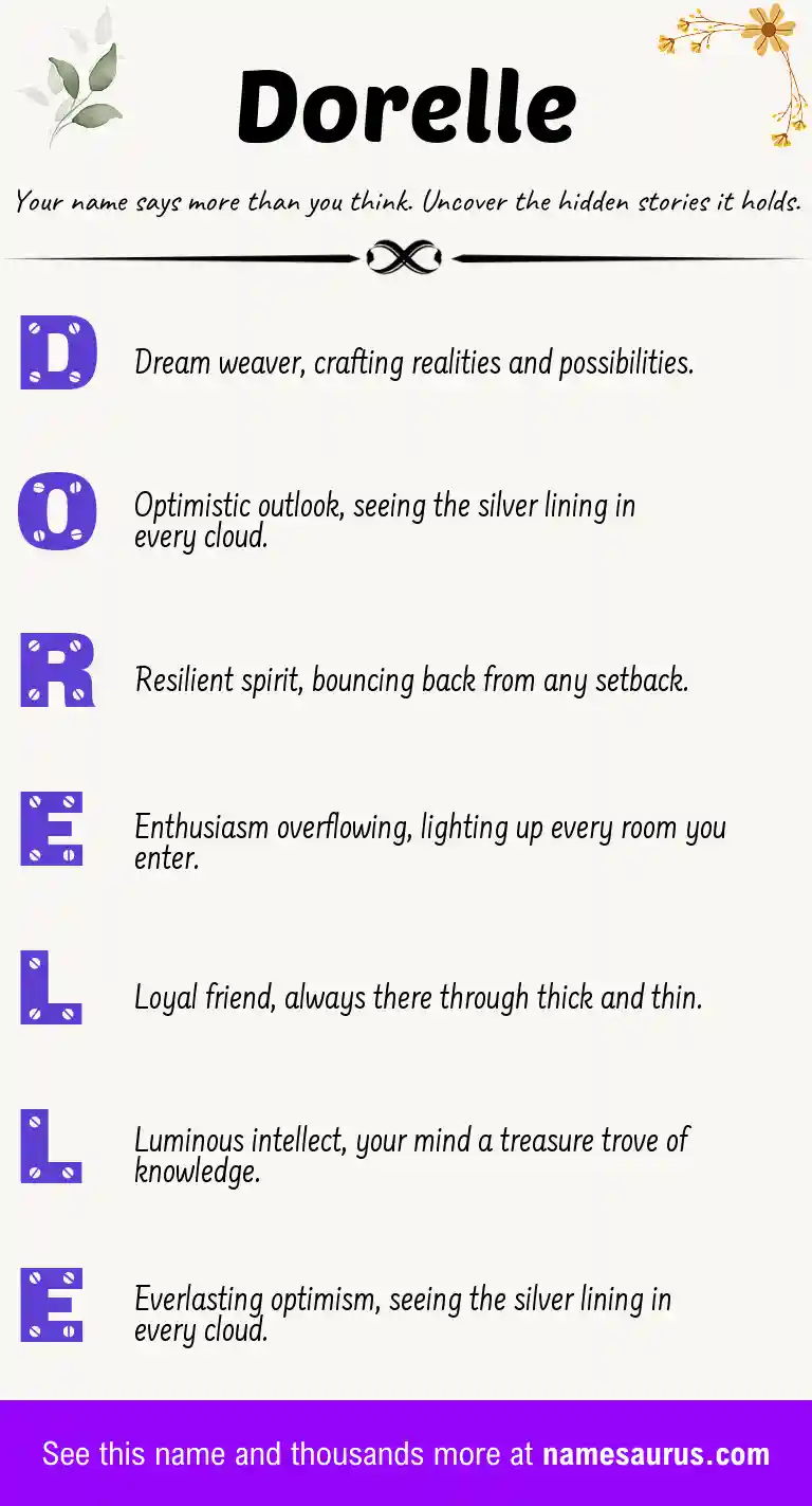 Acrostic poem about Dorelle.