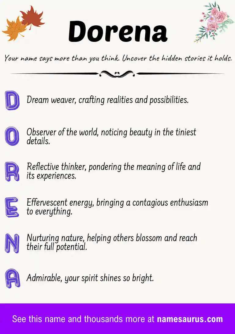 Acrostic poem about Dorena.
