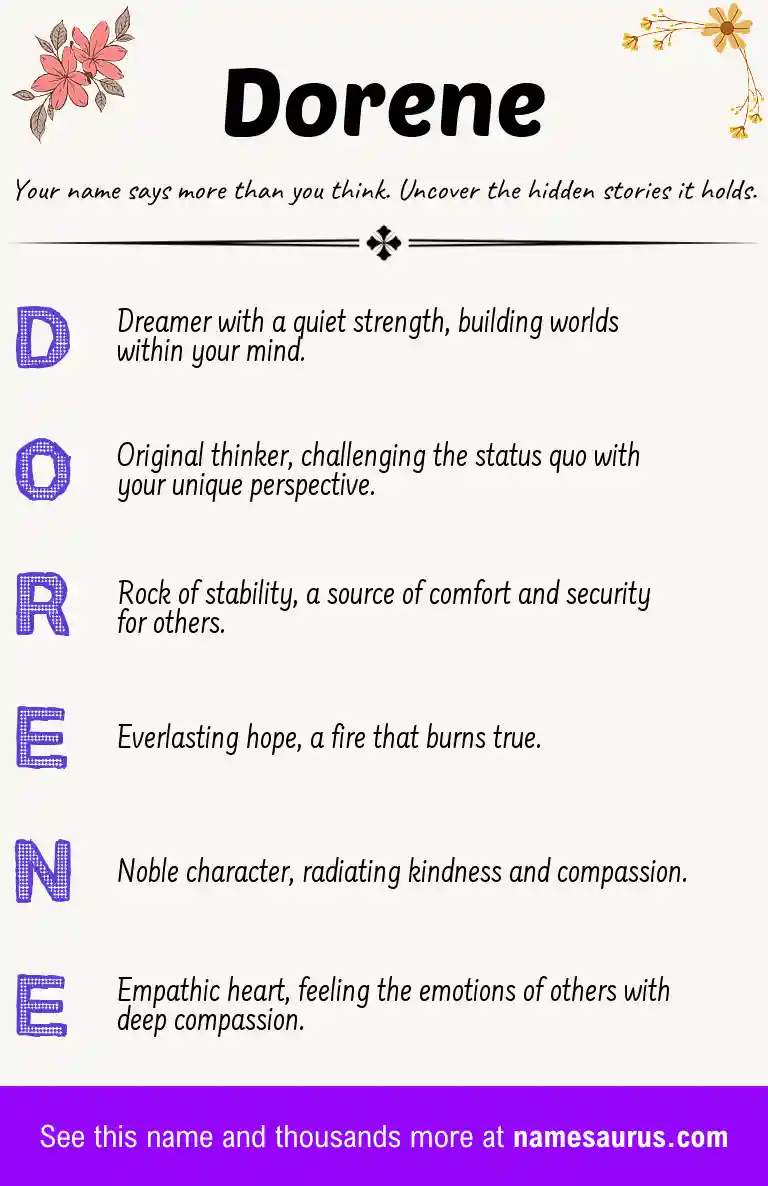 Acrostic poem about Dorene.