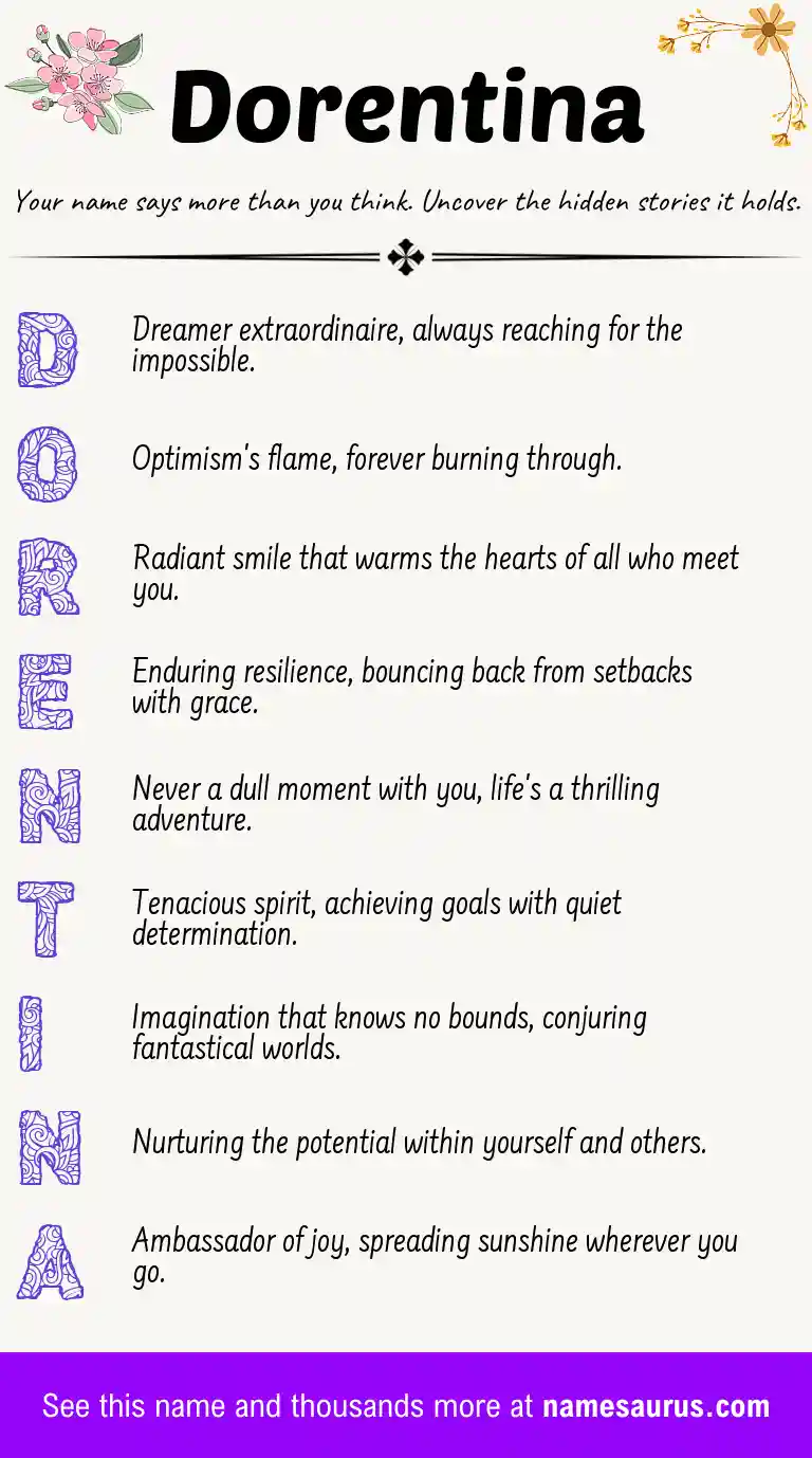 Acrostic poem about Dorentina.