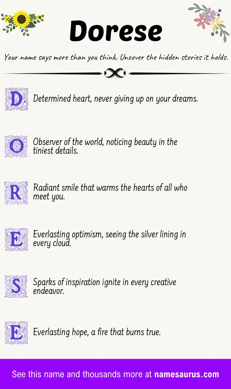 Acrostic poem about Dorese.