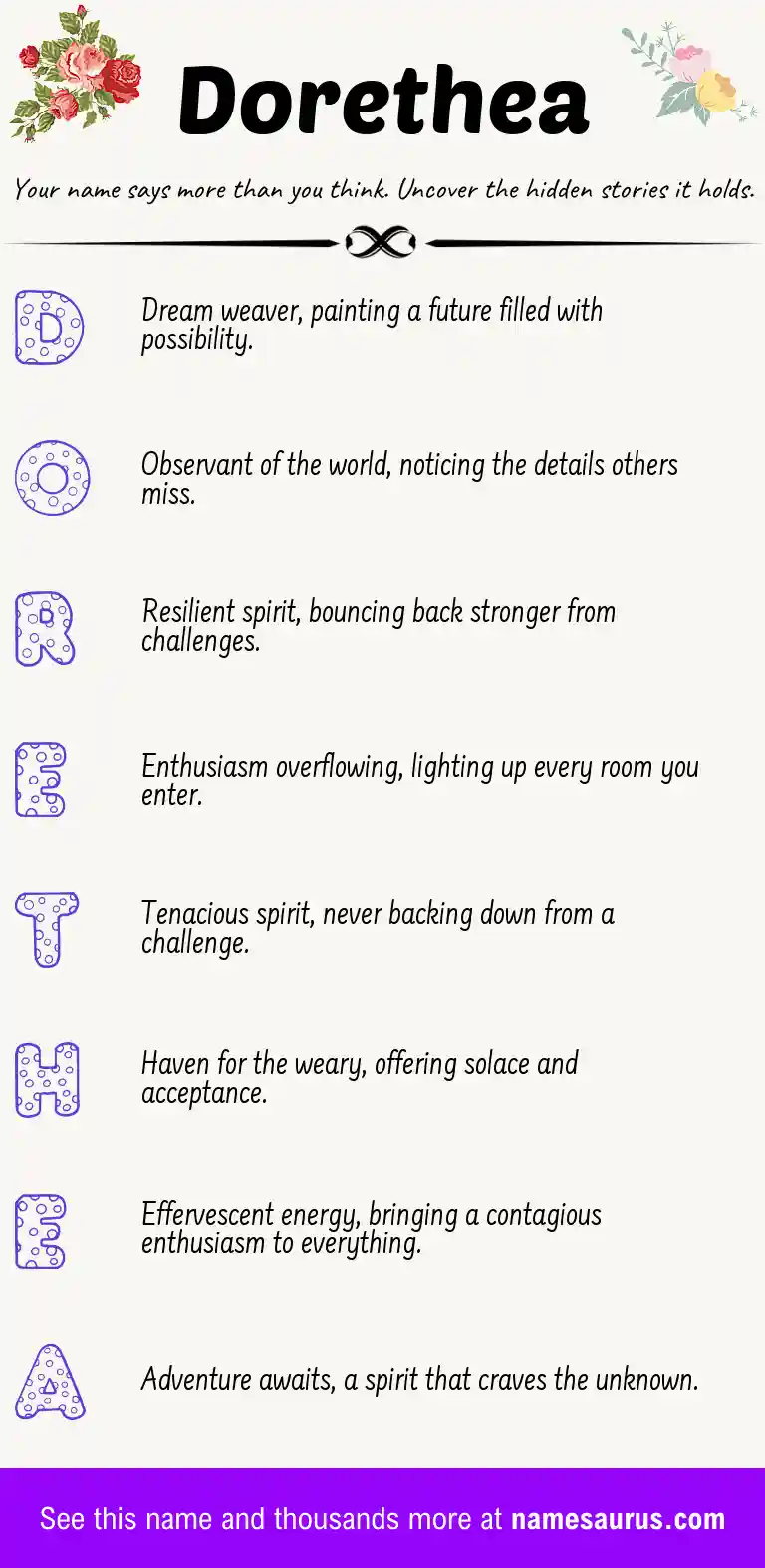 Acrostic poem about Dorethea.