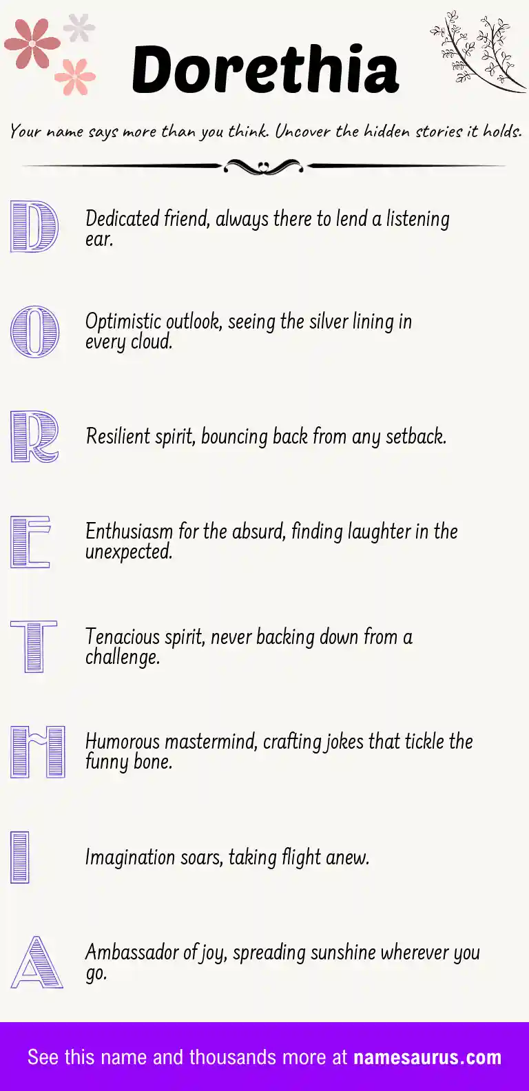 Acrostic poem about Dorethia.