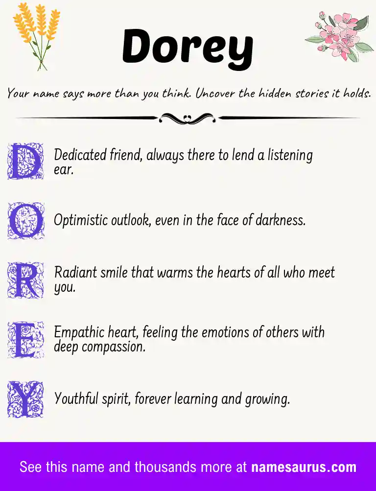 Acrostic poem about Dorey.