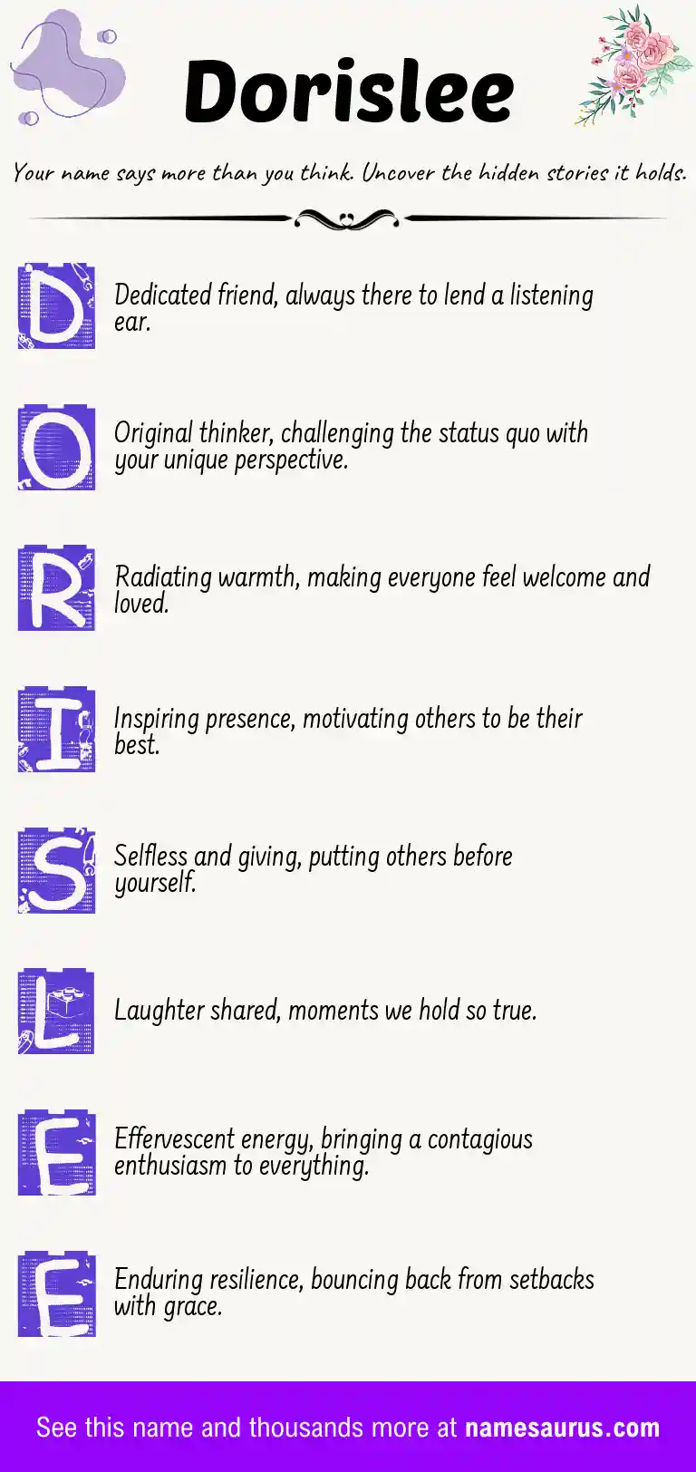 Acrostic poem about Dorislee.