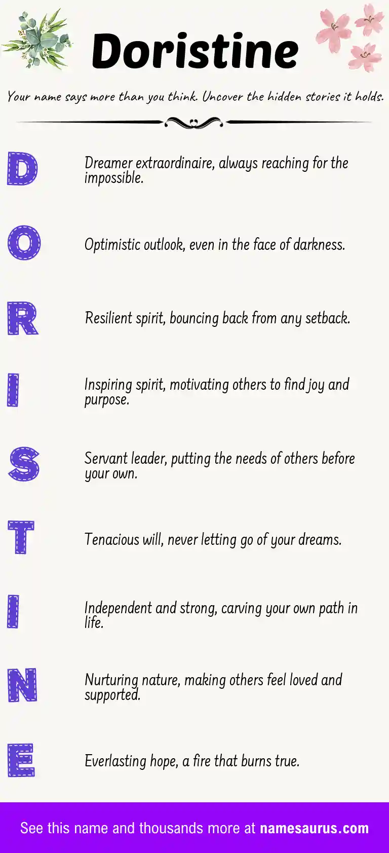 Acrostic poem about Doristine.