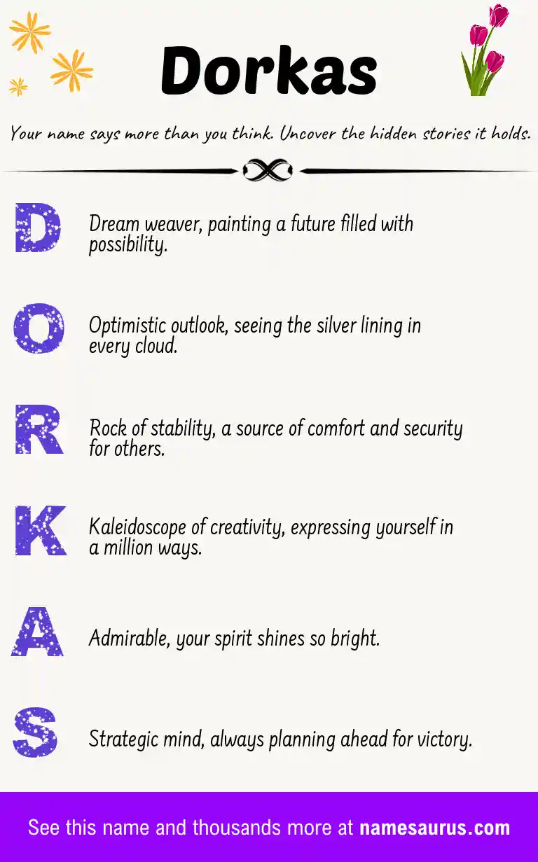 Acrostic poem about Dorkas.