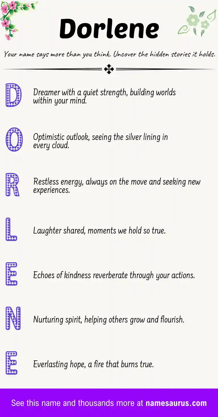 Acrostic poem about Dorlene.