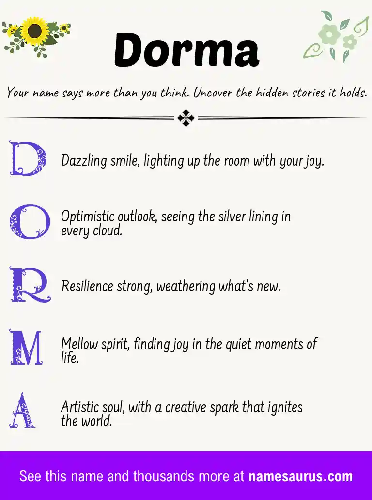 Acrostic poem about Dorma.