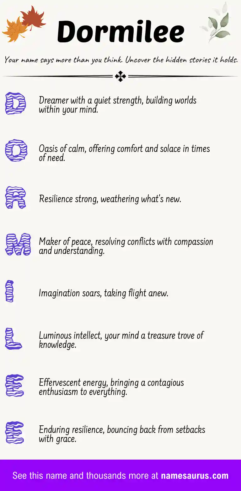 Acrostic poem about Dormilee.