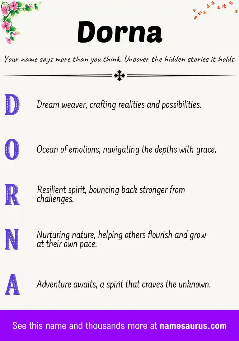 Acrostic poem about Dorna.