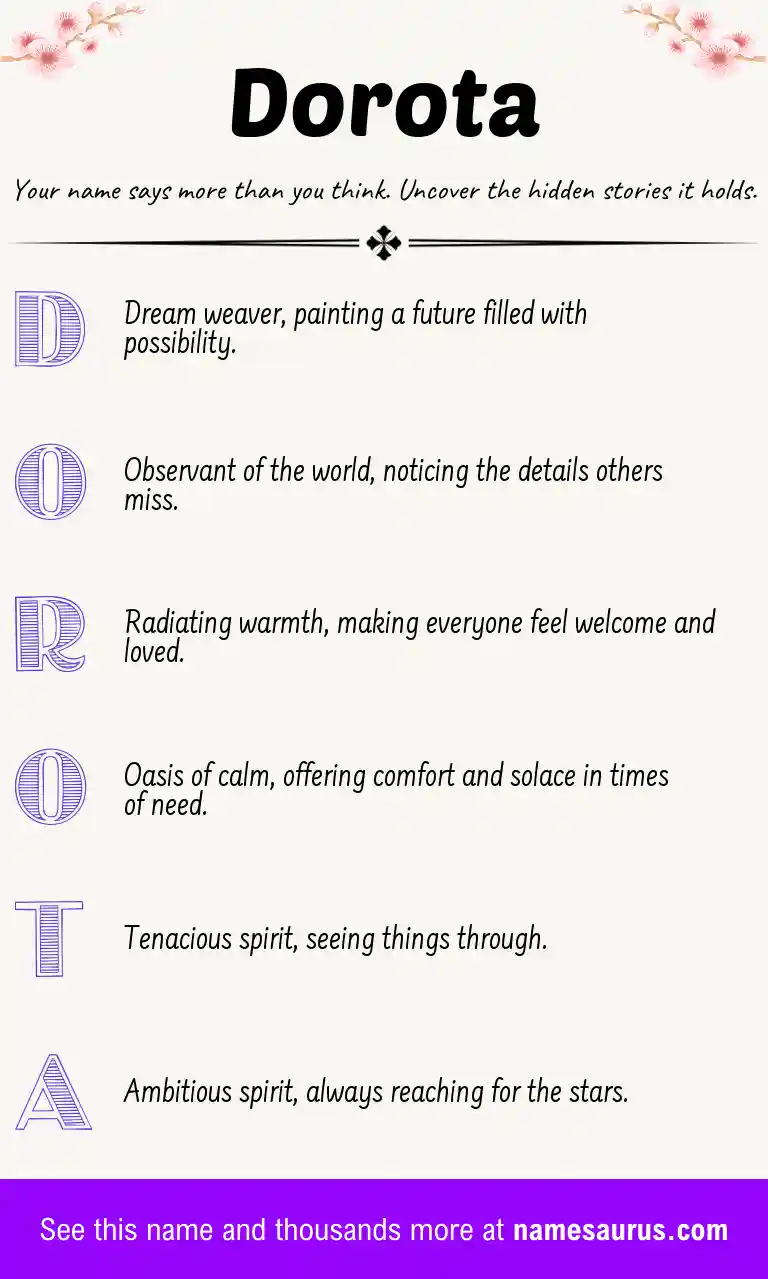Acrostic poem about Dorota.