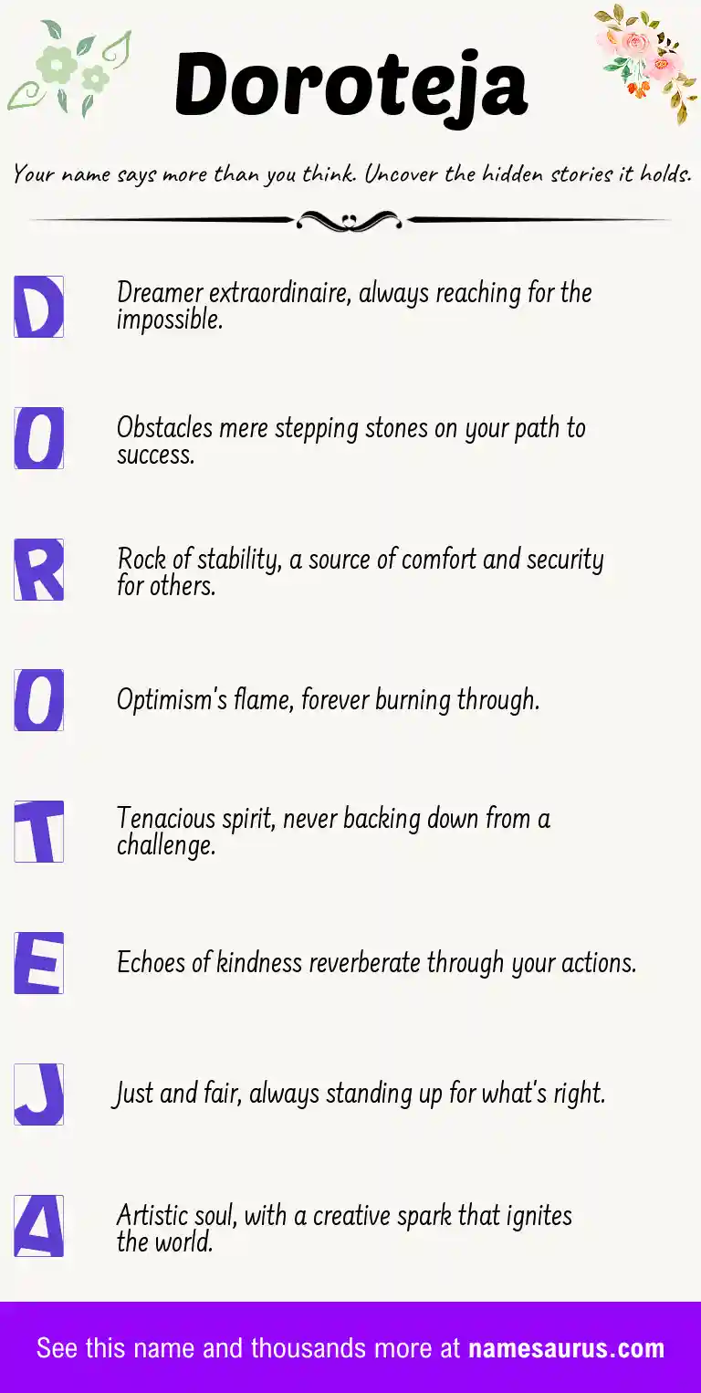 Acrostic poem about Doroteja.