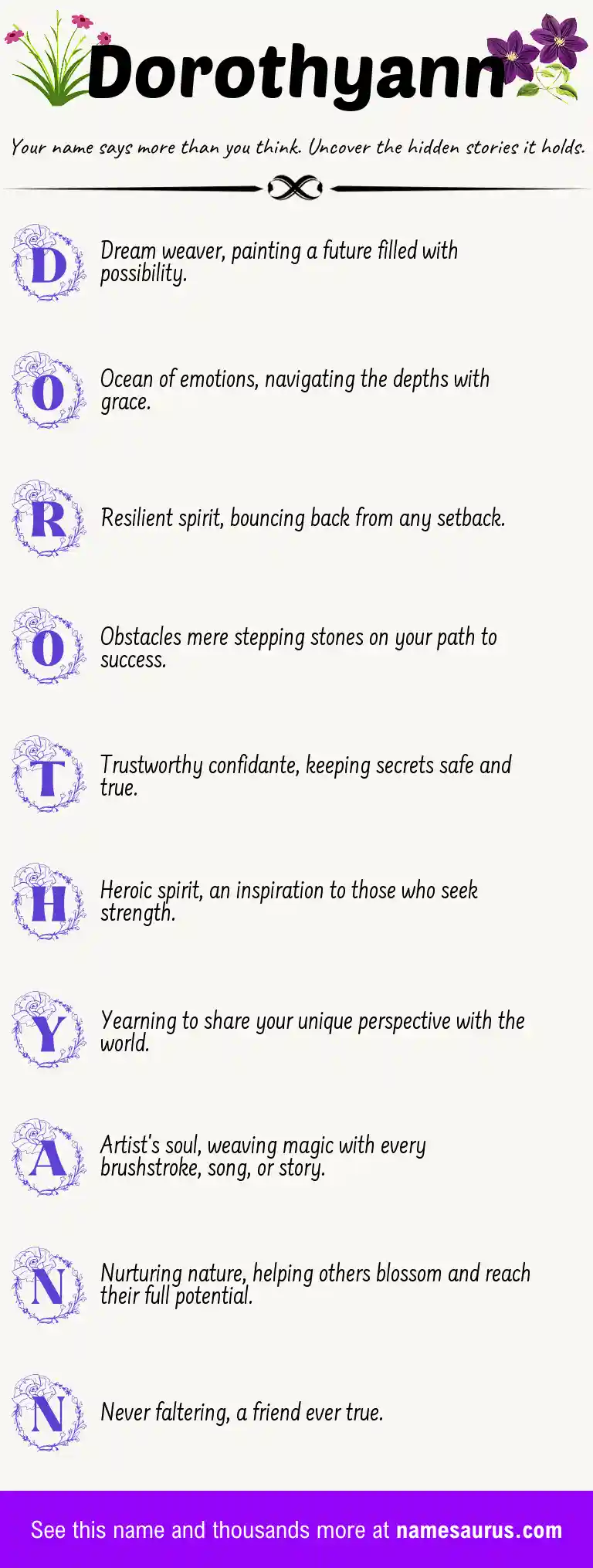 Acrostic poem about Dorothyann.