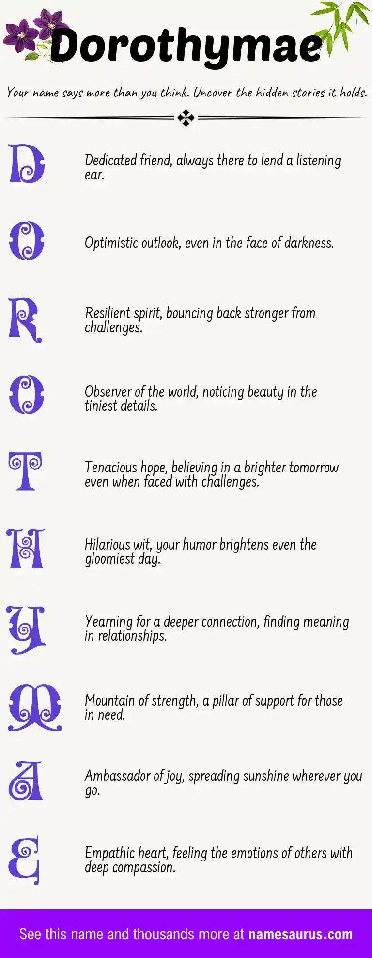 Acrostic poem about Dorothymae.