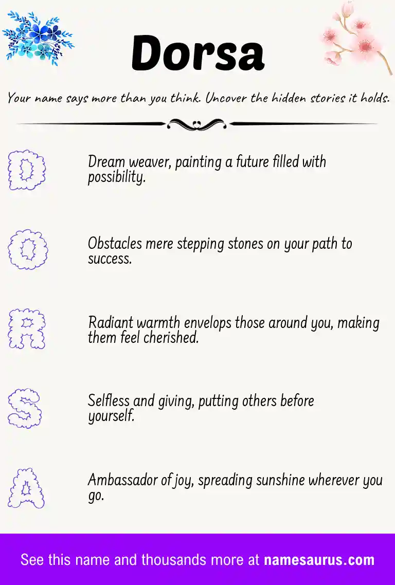 Acrostic poem about Dorsa.